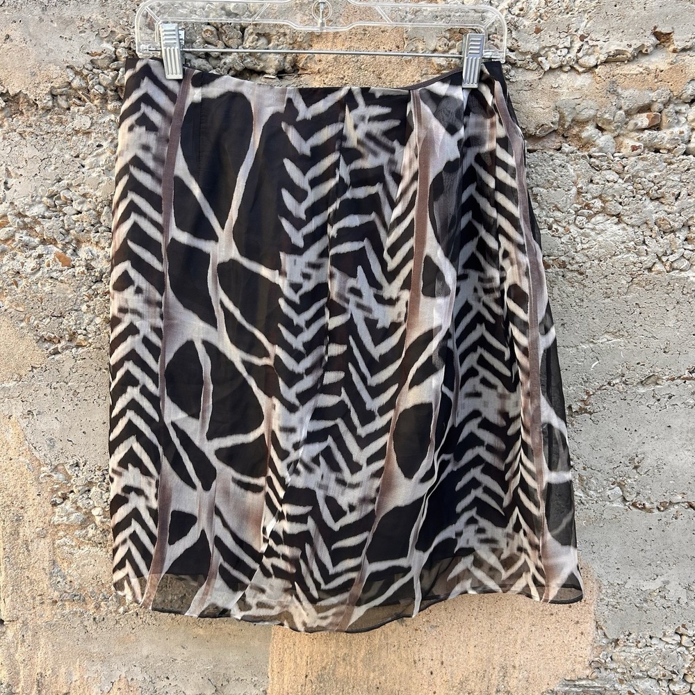 Hugo Boss 100% Silk Floaty Chiffon Animal Print‎ Abstract Semi Formal Skirt Sz 8